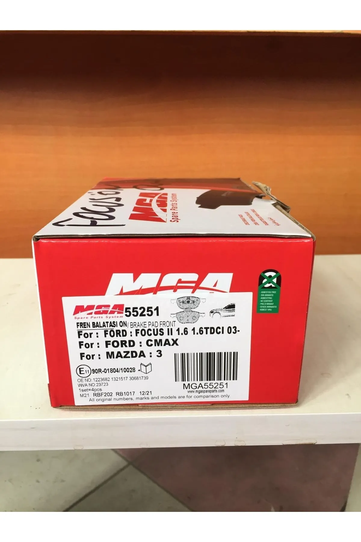 MGA 55251 Fren Balatası Ön Cmax 10- Cmax 03- Focus Iı 04- Focus Iıı 11- Kuga 13- Kuga 0 Tourneo Connect 13- Fren Balatası 